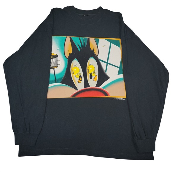 Other - Vintage 1995 Looney Tunes Shirt Mens XL Black Sylvester Tweety Warner Bros